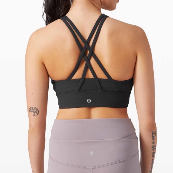 Lululemon Energy Bra High Neck Long Line Medium Support, B-D Cup Black - Picture 2 of 3